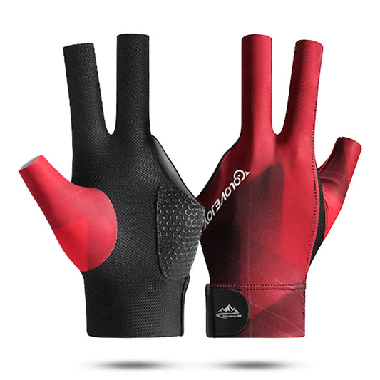 Open Finger Billiard Pool Gloves Adjustable Sticker Polyester Snooker Pool Gloves Smooth Soft Portable Reusable Amateur Training