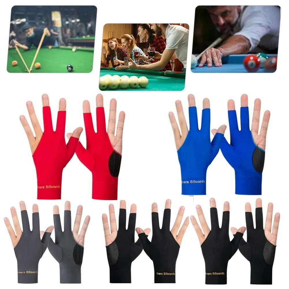Billiard Gloves Open 3 Finger Gloves Anti-Slip Snooker Pool Gloves Breathable Billiard Sports Billiard Accessories