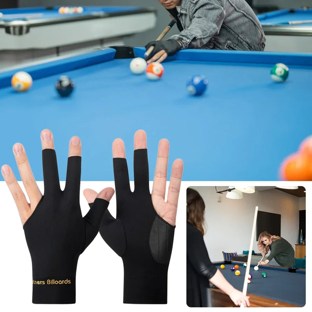 Billiard Gloves Open 3 Finger Gloves Anti-Slip Snooker Pool Gloves Breathable Billiard Sports Billiard Accessories