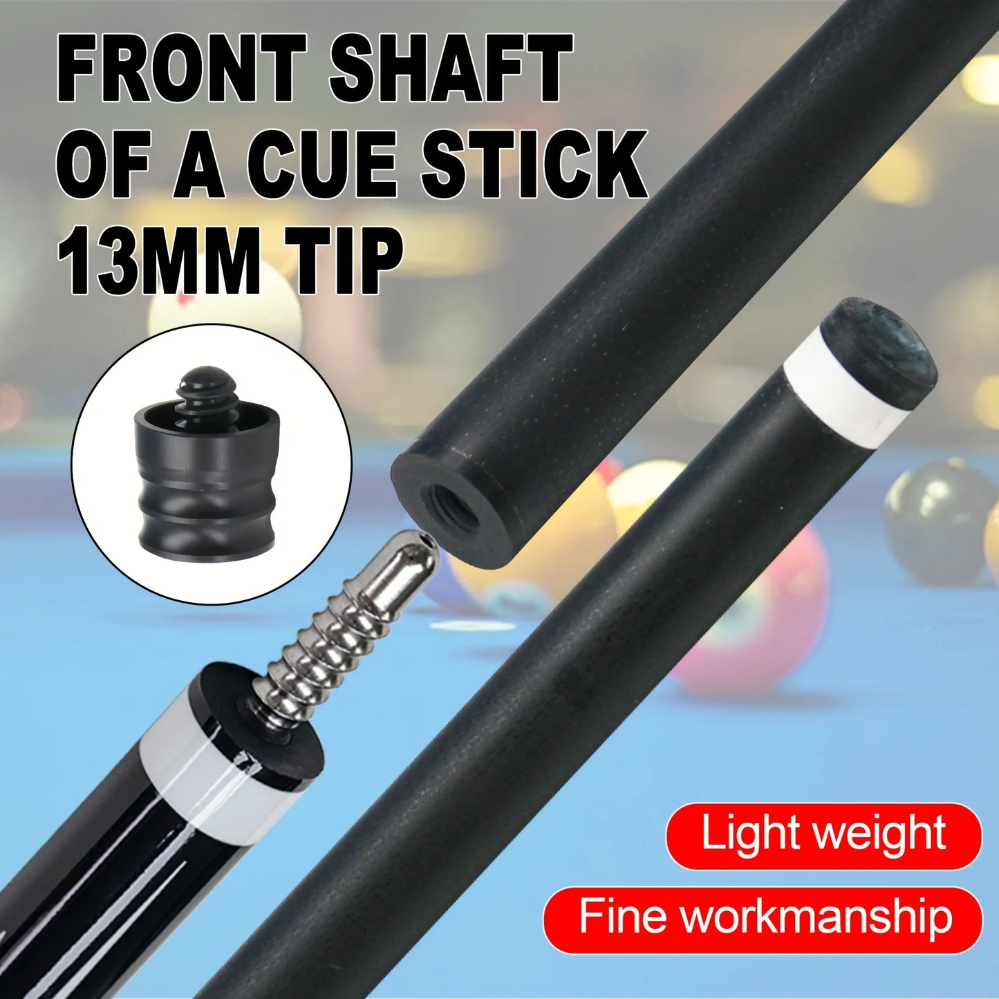 13mm Black Technology Carbon Fiber Billiards Pool Cue Shafts 3/8*8 Steel Joint with Connector Protection Billiards Accessories