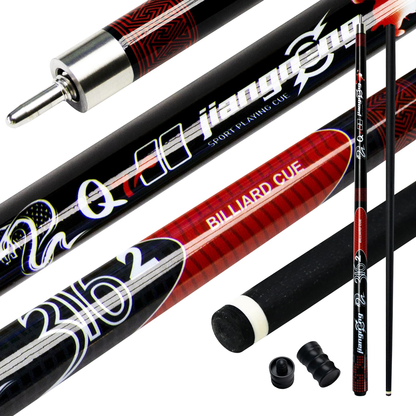 12.5mm Red Viper Carom Pool Cue 19oz Carbon Composite Billiard Stick 58.46in