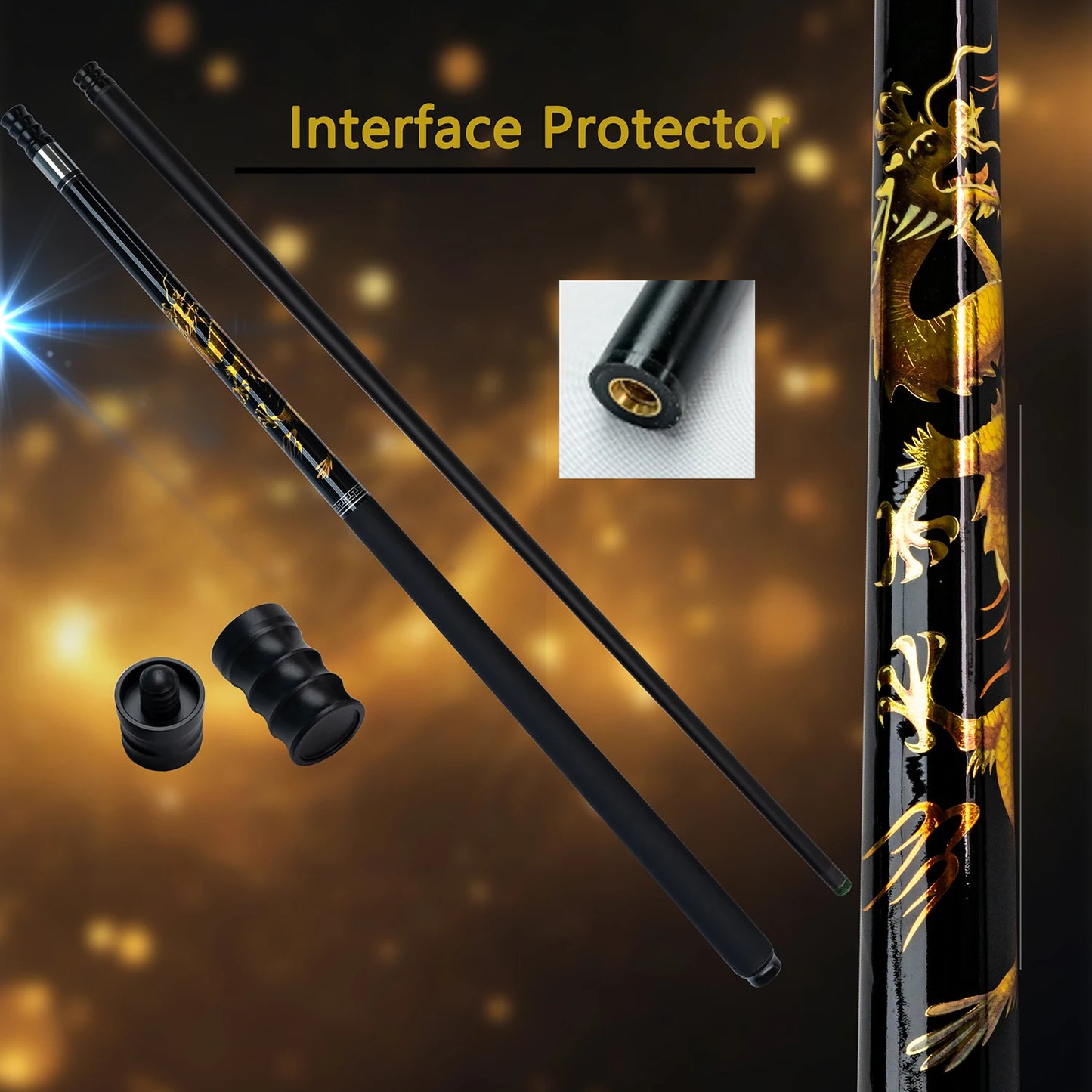 Premium Carbon Fiber Billiards Cue 12.5mm Tip China Dragon Split Design Pool Cue Set Suitable For any Occasion