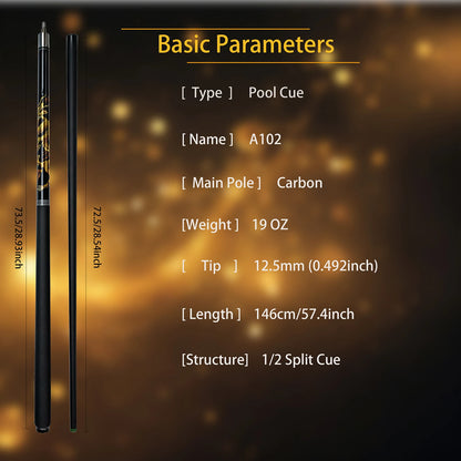 Premium Carbon Fiber Billiards Cue 12.5mm Tip China Dragon Split Design Pool Cue Set Suitable For any Occasion