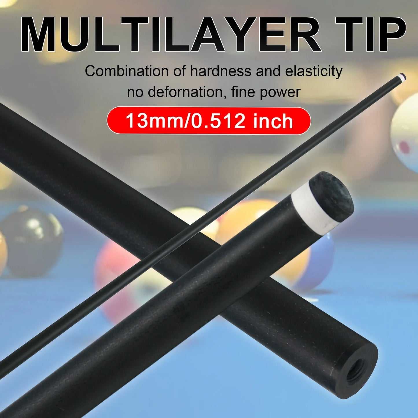13mm Black Technology Carbon Fiber Billiards Pool Cue Shafts 3/8*8 Steel Joint with Connector Protection Billiards Accessories