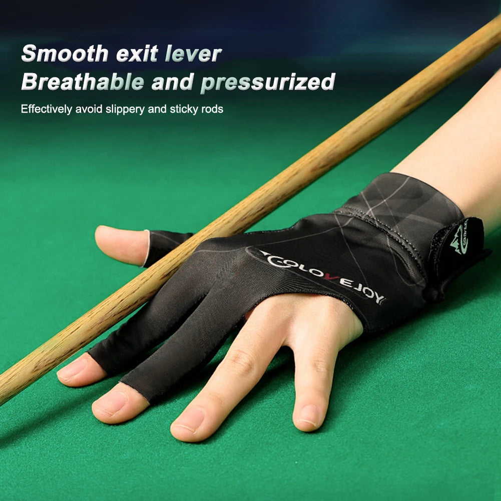 Open Finger Billiard Pool Gloves Adjustable Sticker Polyester Snooker Pool Gloves Smooth Soft Portable Reusable Amateur Training