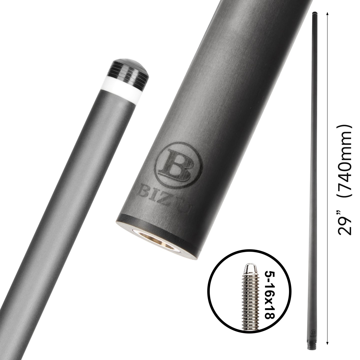 29インチ カーボンファイバー製プールキュー 12.5mm シングルシャフト