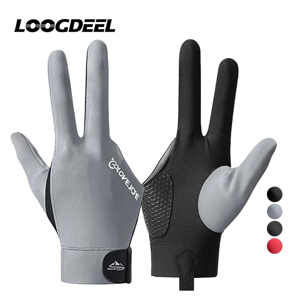 Open Finger Billiard Pool Gloves Adjustable Sticker Polyester Snooker Pool Gloves Smooth Soft Portable Reusable Amateur Training