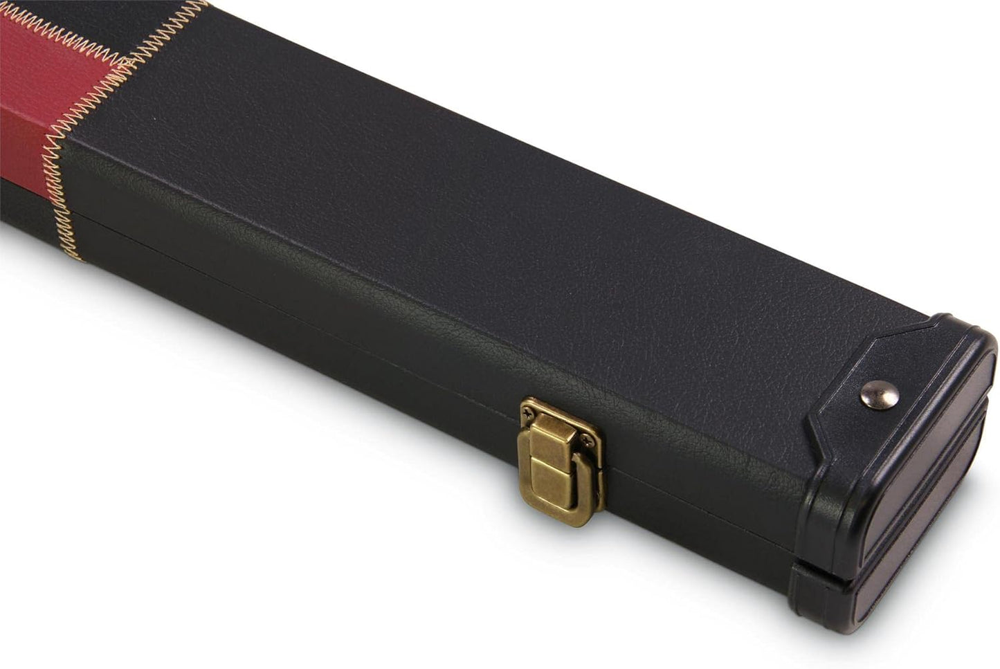 Deluxe 1 Piece 2 Slot Chequered Cue Case with Plastic Ends and Chalk Compartment Holds 2 Cues（rad)