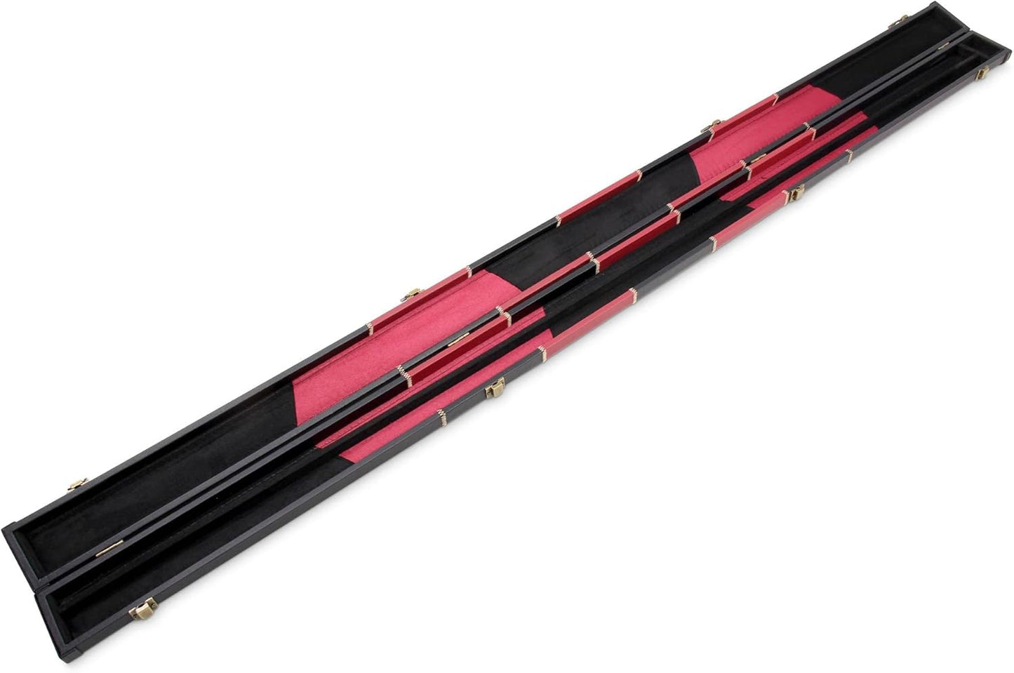 Deluxe 1 Piece 2 Slot Chequered Cue Case with Plastic Ends and Chalk Compartment Holds 2 Cues（rad)