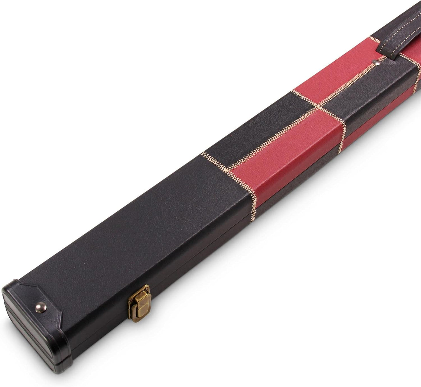 Deluxe 1 Piece 2 Slot Chequered Cue Case with Plastic Ends and Chalk Compartment Holds 2 Cues（rad)