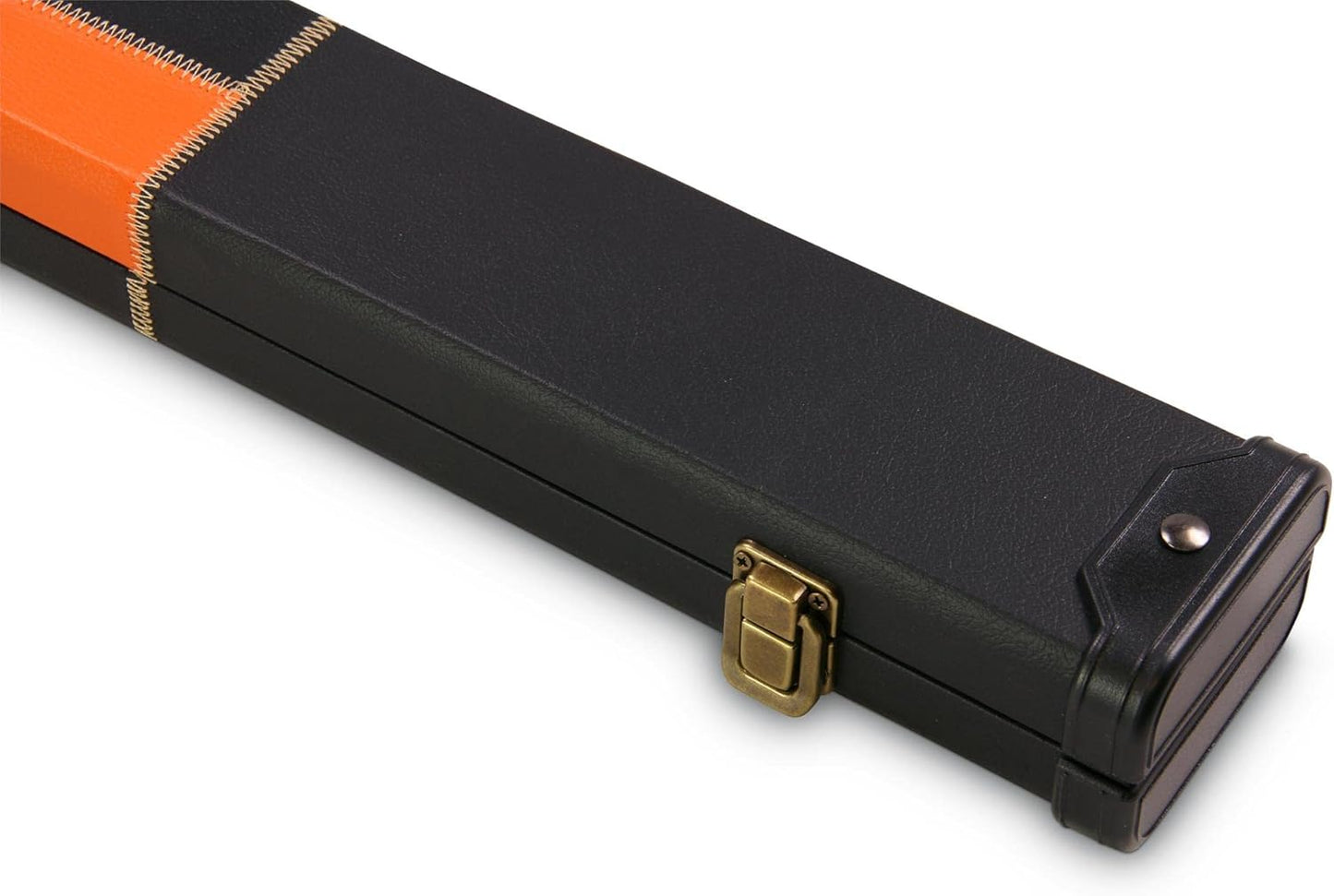 Deluxe 1 Piece 2 Slot Chequered Cue Case with Plastic Ends and Chalk Compartment Holds 2 Cues（orange）