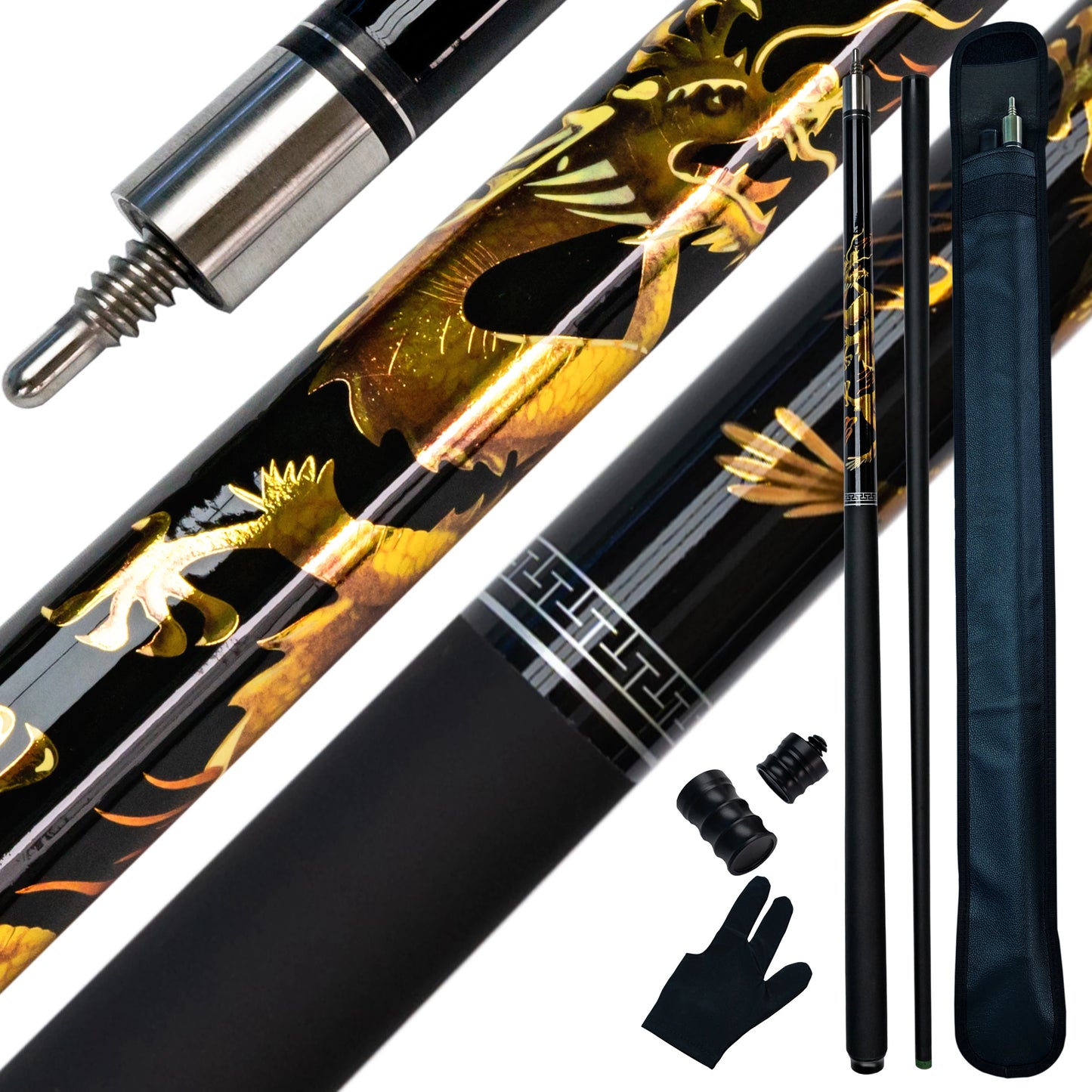 Premium Carbon Fiber Billiards Cue 12.5mm Tip China Dragon Split Design Pool Cue Set Suitable For any Occasion