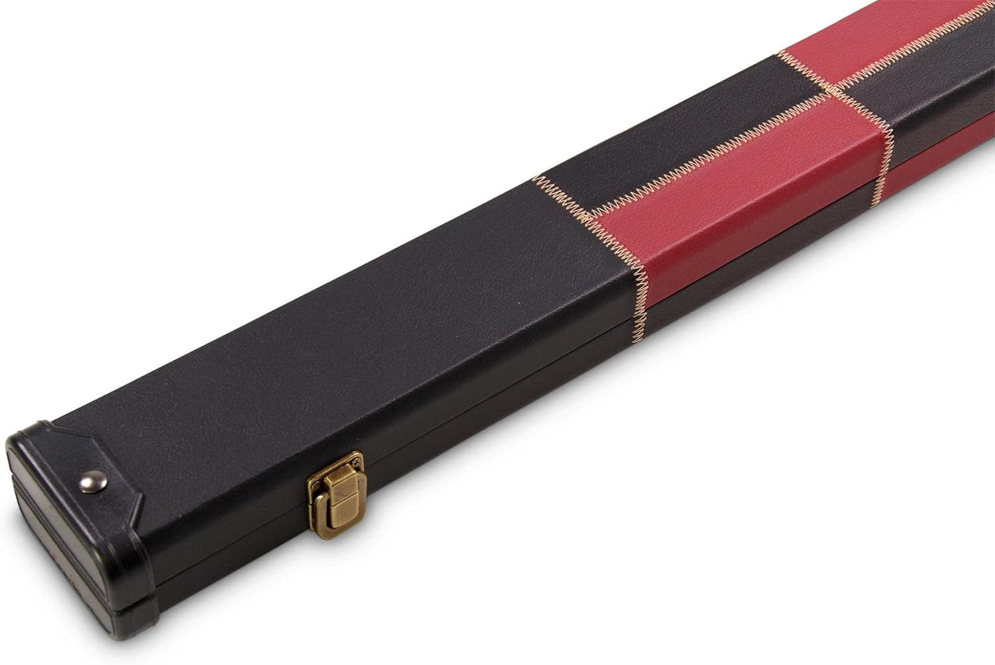 Deluxe 1 Piece 2 Slot Chequered Cue Case with Plastic Ends and Chalk Compartment Holds 2 Cues（rad)