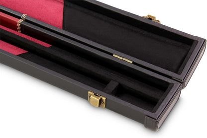 Deluxe 1 Piece 2 Slot Chequered Cue Case with Plastic Ends and Chalk Compartment Holds 2 Cues（rad)