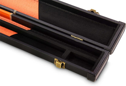 Deluxe 1 Piece 2 Slot Chequered Cue Case with Plastic Ends and Chalk Compartment Holds 2 Cues（orange）