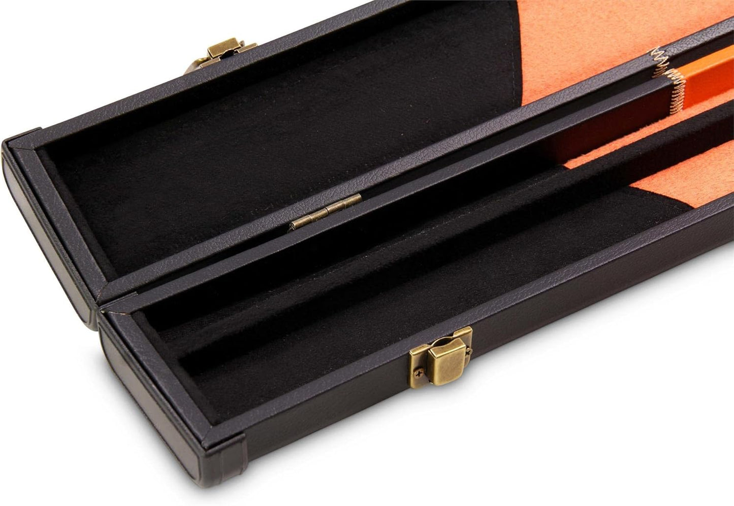 Deluxe 1 Piece 2 Slot Chequered Cue Case with Plastic Ends and Chalk Compartment Holds 2 Cues（orange）