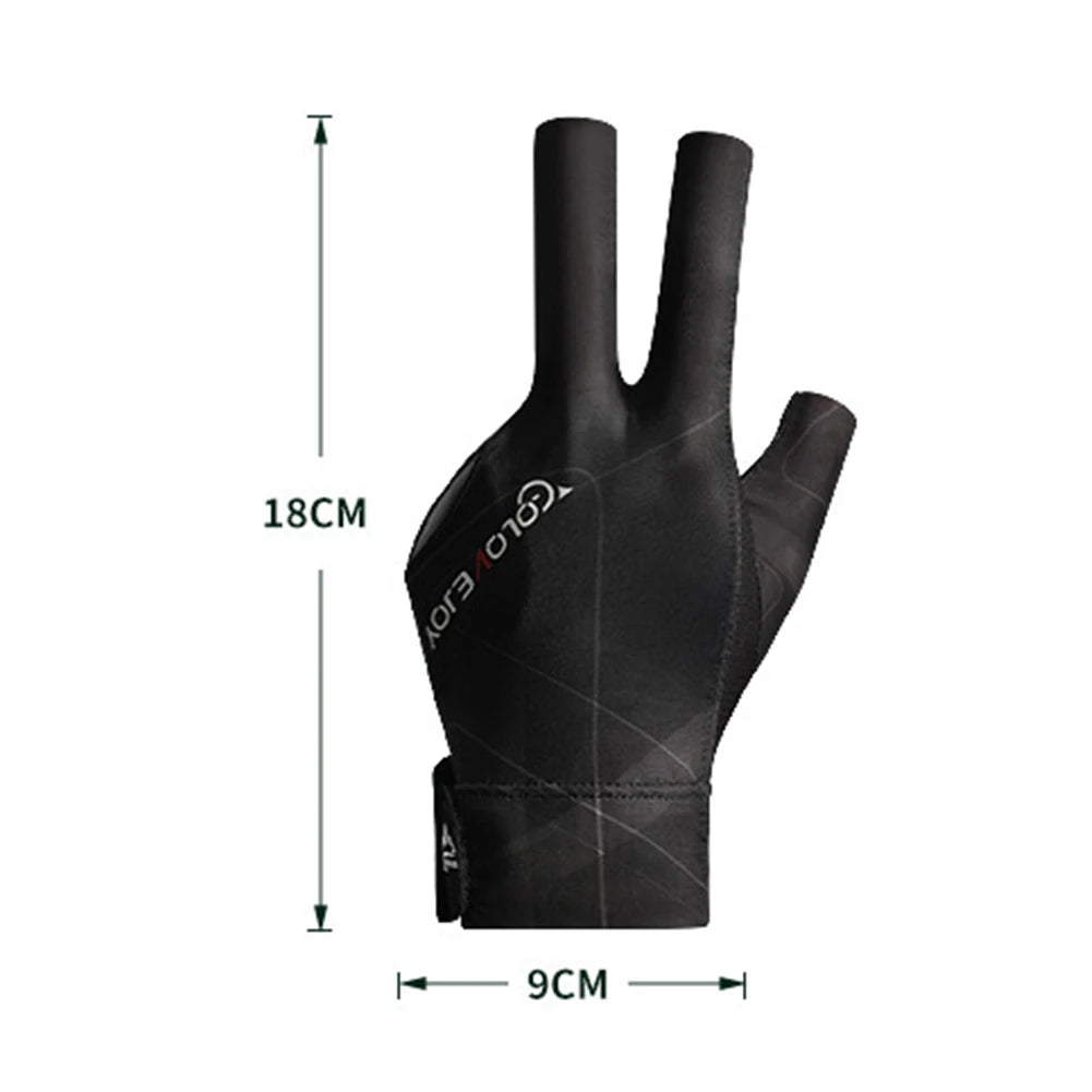 Open Finger Billiard Pool Gloves Adjustable Sticker Polyester Snooker Pool Gloves Smooth Soft Portable Reusable Amateur Training