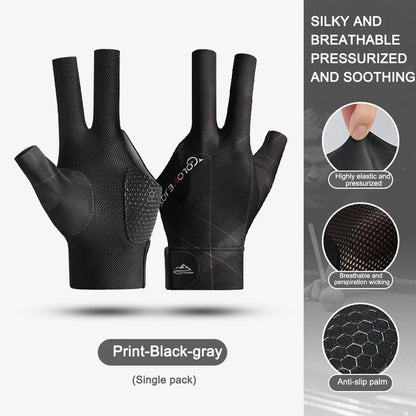 Open Finger Billiard Pool Gloves Adjustable Sticker Polyester Snooker Pool Gloves Smooth Soft Portable Reusable Amateur Training