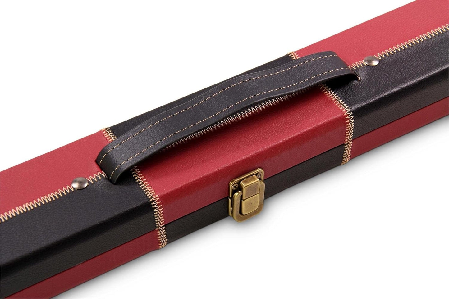 Deluxe 1 Piece 2 Slot Chequered Cue Case with Plastic Ends and Chalk Compartment Holds 2 Cues（rad)