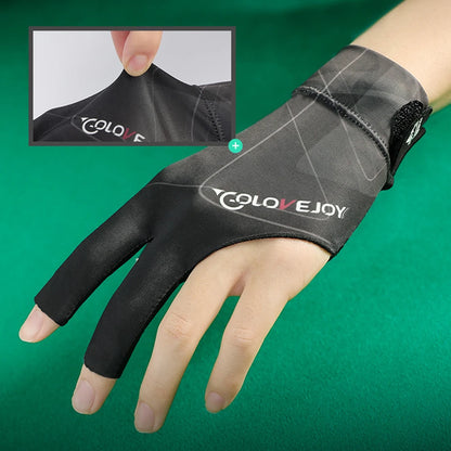 Open Finger Billiard Pool Gloves Adjustable Sticker Polyester Snooker Pool Gloves Smooth Soft Portable Reusable Amateur Training