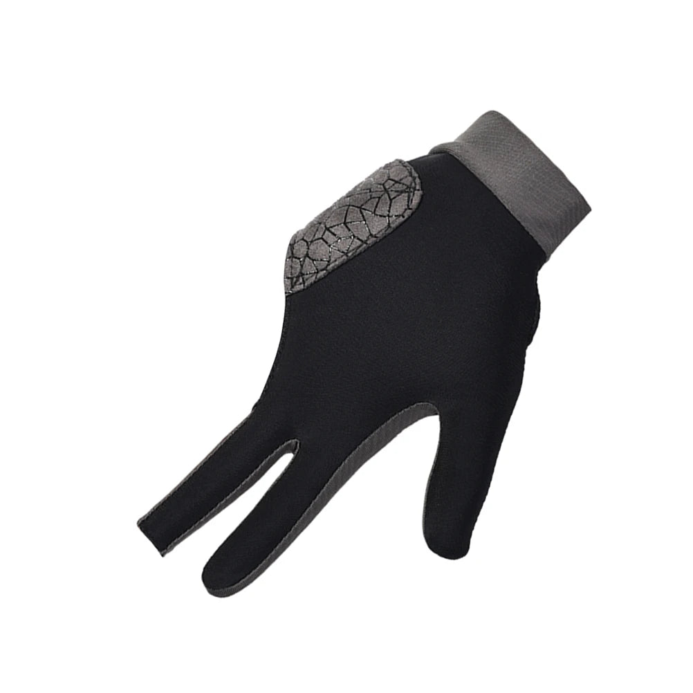 Guantes de billar antideslizantes negros para zurdos, para hombre, accesorios de piscina, tela ligera, tacto suave.