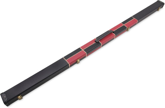 Deluxe 1 Piece 2 Slot Chequered Cue Case with Plastic Ends and Chalk Compartment Holds 2 Cues（rad)