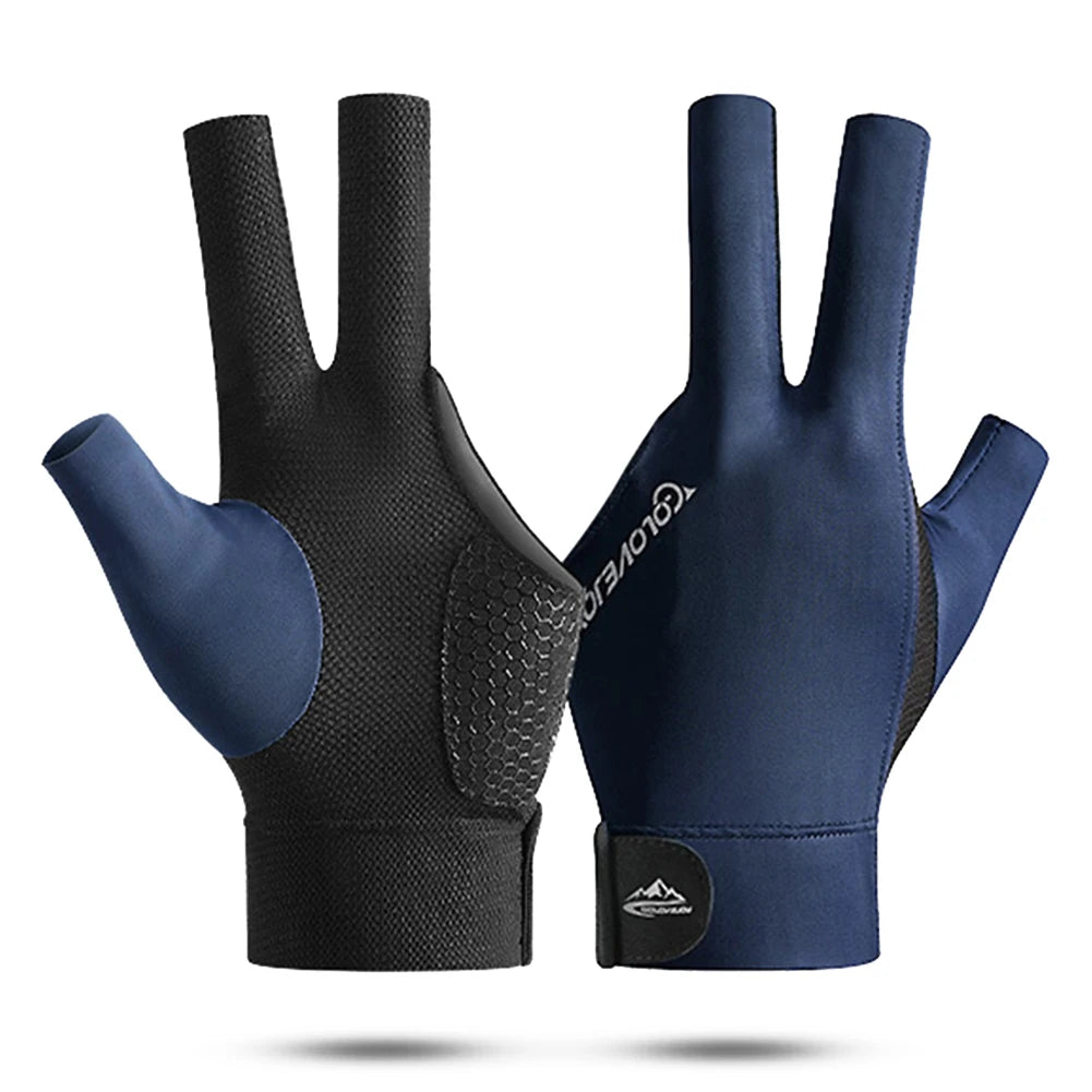 Open Finger Billiard Pool Gloves Adjustable Sticker Polyester Snooker Pool Gloves Smooth Soft Portable Reusable Amateur Training