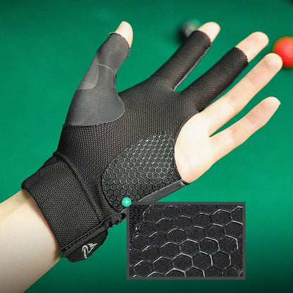 Open Finger Billiard Pool Gloves Adjustable Sticker Polyester Snooker Pool Gloves Smooth Soft Portable Reusable Amateur Training